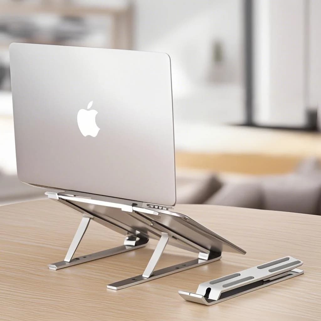 Foldable Aluminum Foldable Portable Laptop Support for MacBook/tablet Support for Cooling and Comfort Pillow