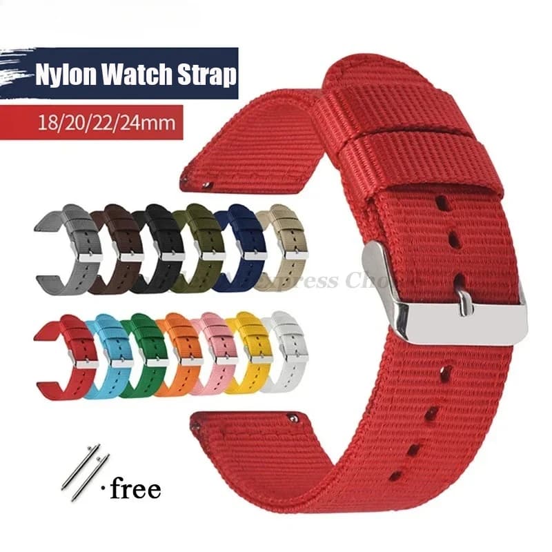 Cinturino in tela di nylon cinturino 18/20/22/24mm per Samsung Galaxy Watch7/6/5/4/3 Amazfit braccialetto a sgancio rapido uomo donna cinturino sportivo