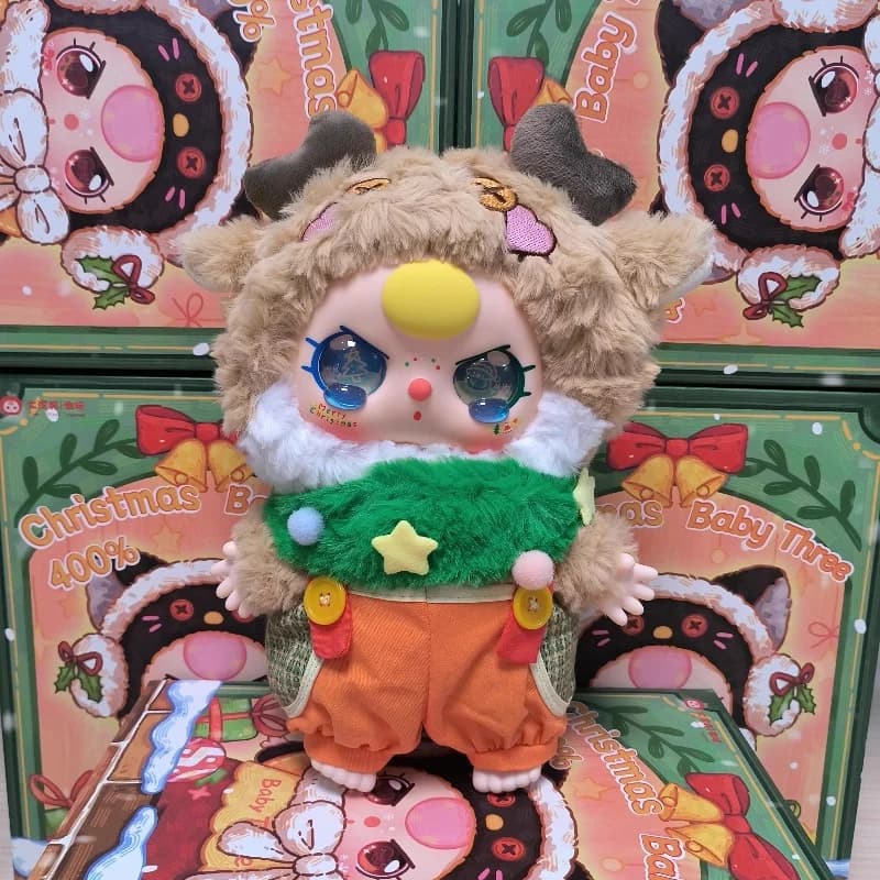 Disponibile Baby Tre 400% Serise Toys Scatola cieca Serie di Buon Natale Bambole Kawaii Giocattoli soffici Scatola misteriosa Regali di compleanno carini