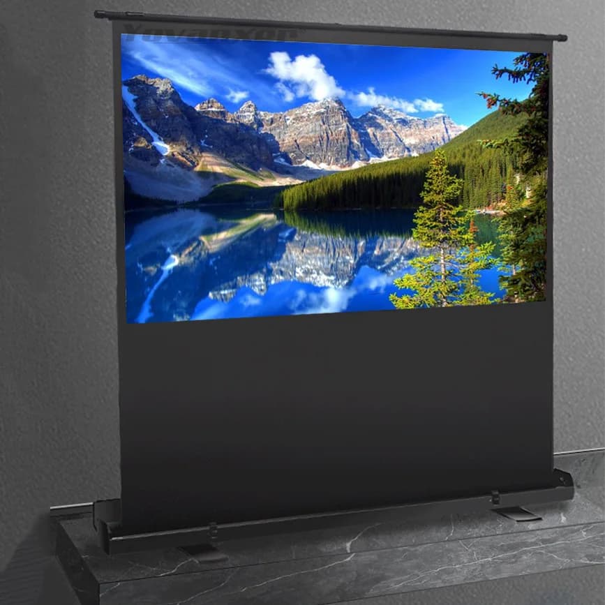 Floor Standing Pull Up Projector Screen Grey Fiber Glass 16:10 Portable Quickly Assembly For Home Theater Conference Outdoor