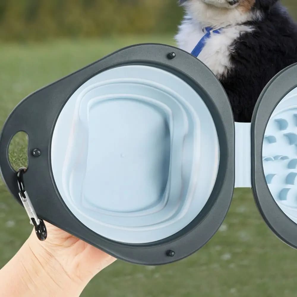 Ciotola pieghevole portatile per animali domestici, multiuso, per cibo e acqua, facile da pulire, con moschettone, ciotola pieghevole per cani