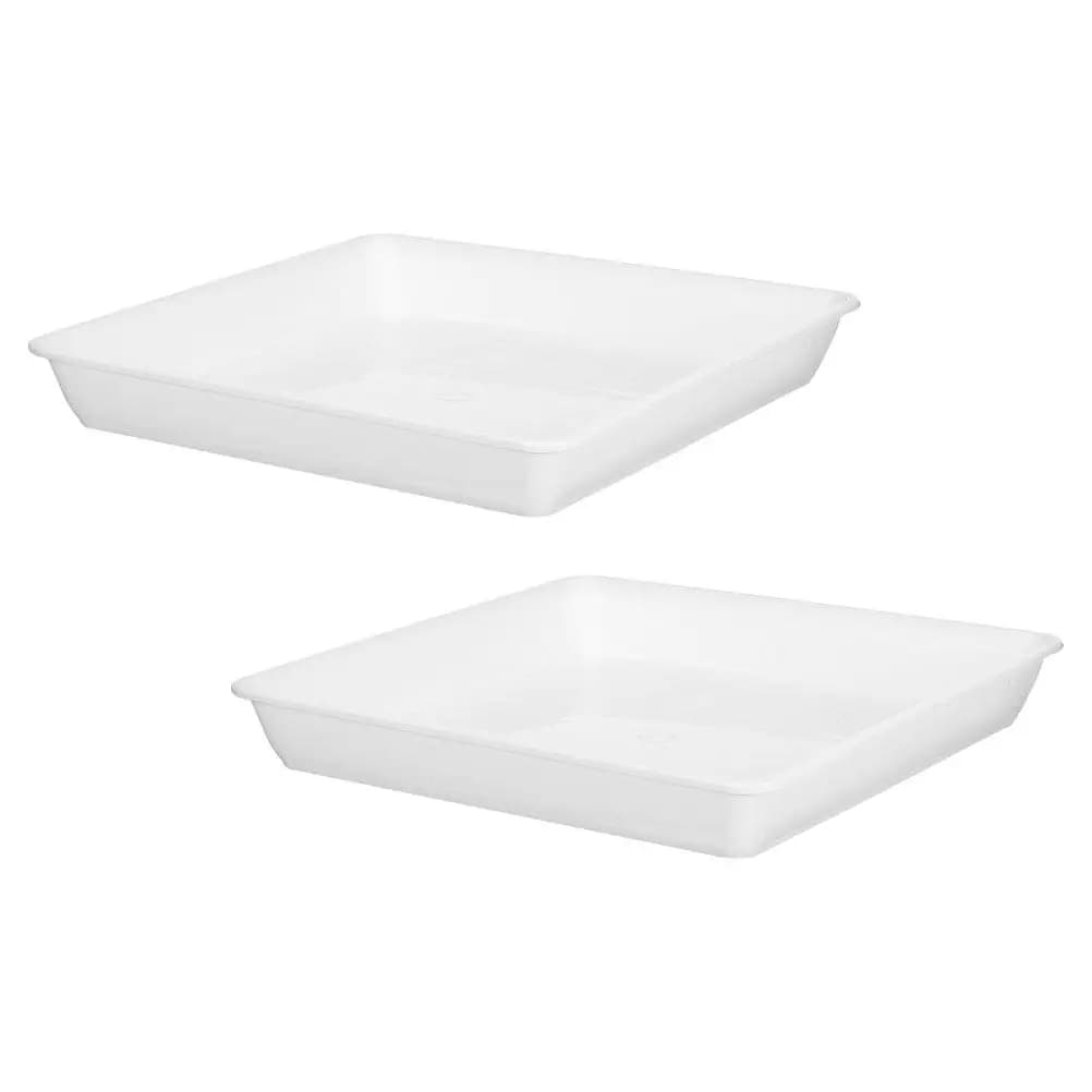 2Pcs Square Plastic Planter Saucer 9.82 Inch Flower Pot Tray Water Catcher Tray for Indoor Outdoor Plants Succulent Bonsai