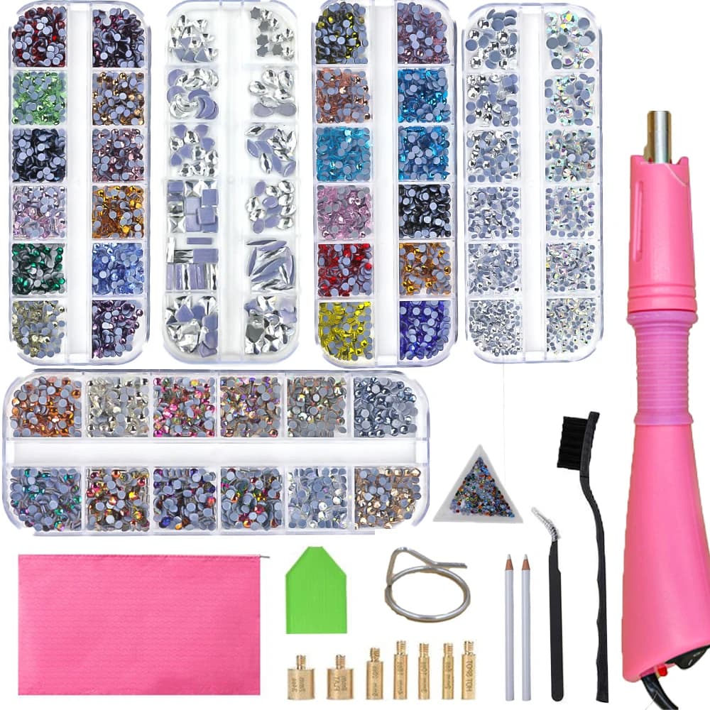 AAAA 4008-6016 Pz Hot Fix Strass Set Cristallo di Vetro Hotfix Strass Applicatore Ferro-on Strass Strass Heat-fix Strumento Pistola