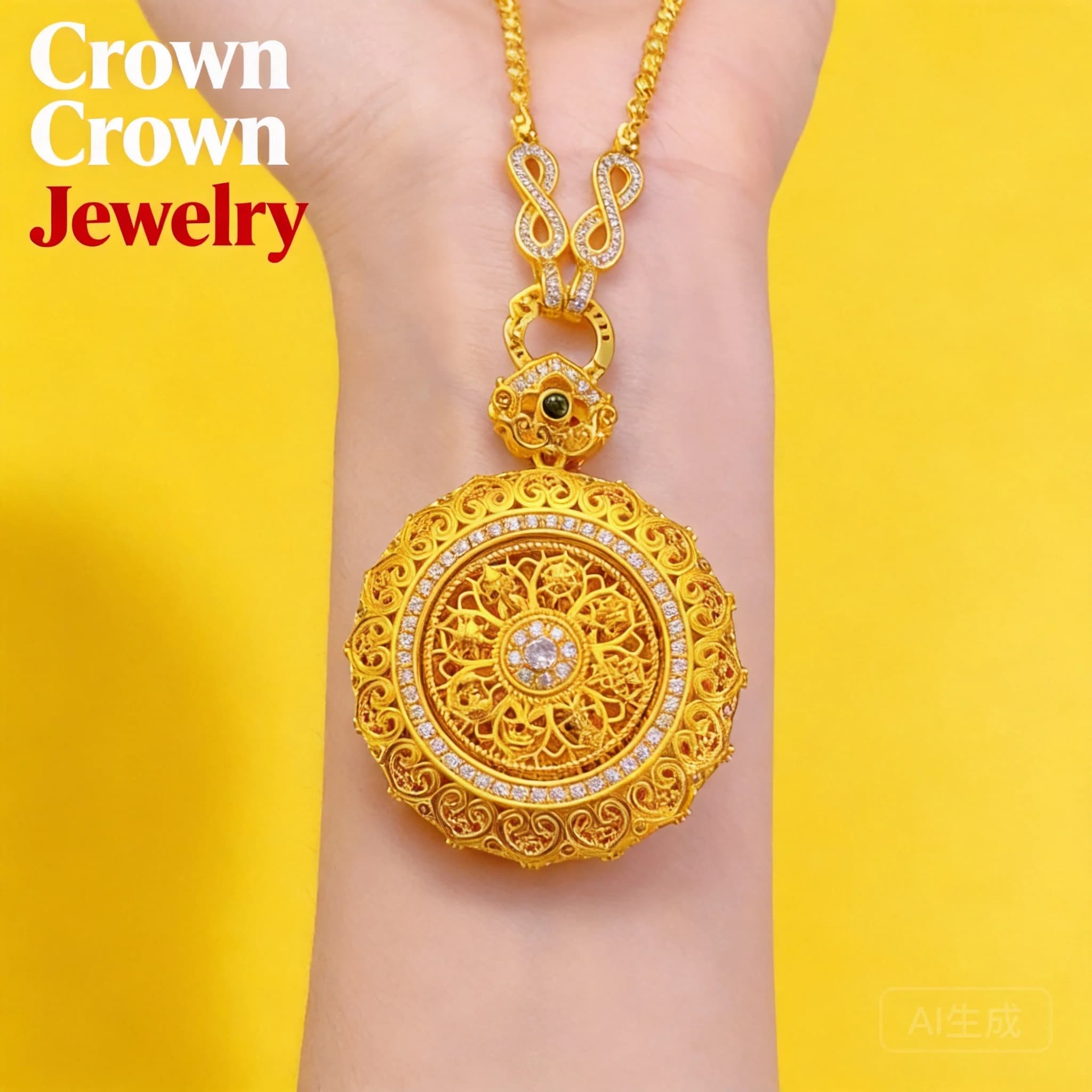 Rotatable Eight Treasures Compass Pendant Necklace 2026 Chinese Style Fadeless Brass Gold Plated Inlaid Zircon Fashion Versatile