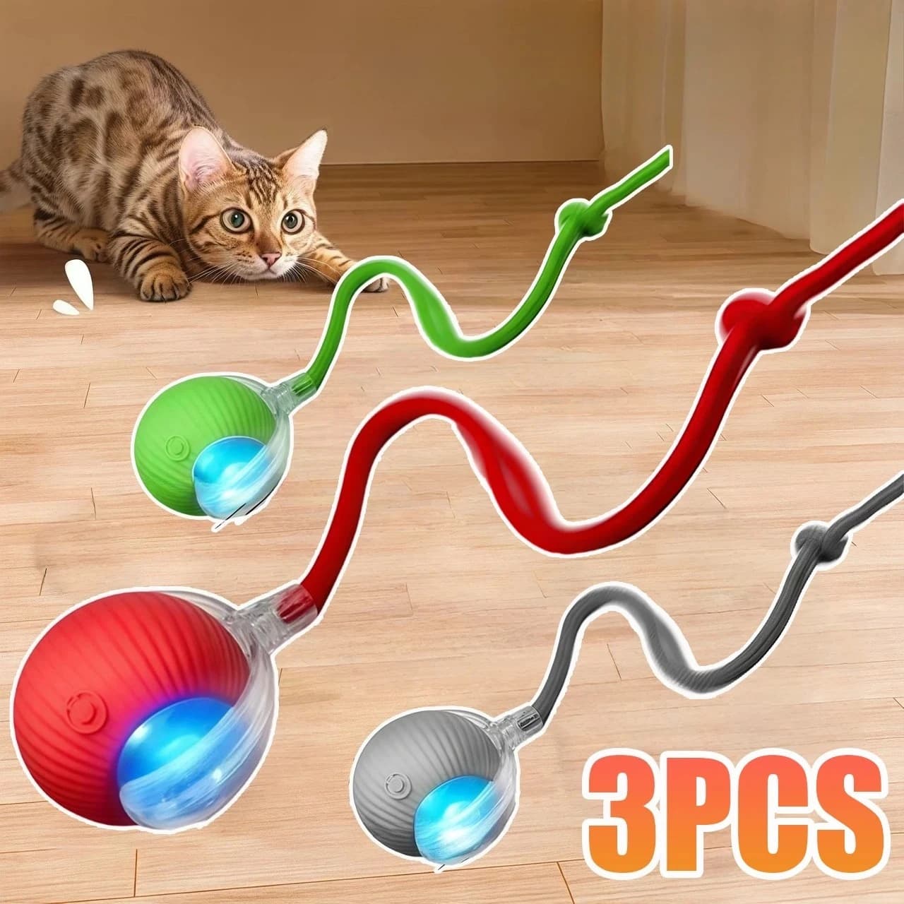 New Interactive Toy for Cats, Automatic Rolling Ball with Coda Finta, Rechargeable, Intelligent Electric Toy for Training Dogs and Cats, Imitates the Topo