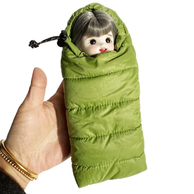 Mini sleeping bag for doll house with hanging cable Model sleeping bag External scene Camping Photo Prop Decoration for miniature house