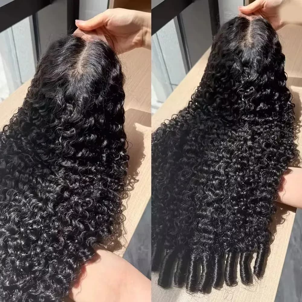 210% Density Burmese Curly Wigs Human Hair Lace Frontal Wig 13x6 HD Lace Curly Lace Front PrePlucked Wigs with Spiral End