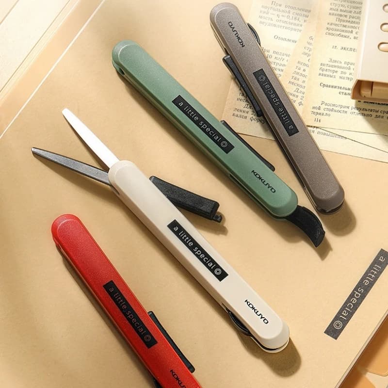 Kokuyo A Little Special Folding Scissors Resin Opener Portable Safe Pen Cutter for Paper Wrapping Office School F7274