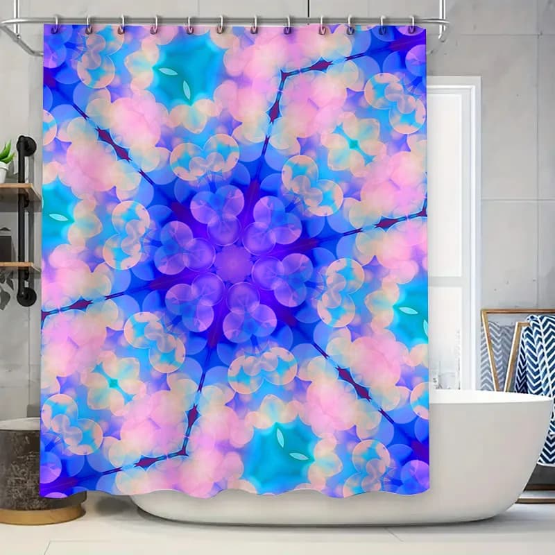Set tenda da doccia patchwork: decorazione da bagno stampata con tessuto impermeabile dal design floreale a quadretti per la decorazione del bagno in multi