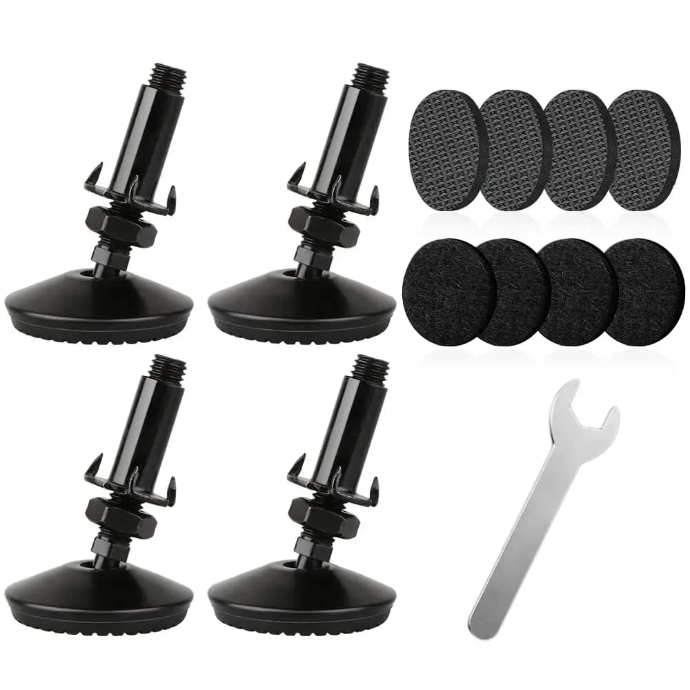 4X M10 Heavy Duty Adjustable Leveling Feet With T-Nut, 2 Inch Base, Black Furniture Leg Levelers For Cabinets Tables Chairs