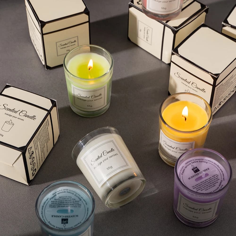 Confezione regalo di candele per aromaterapia premium da 1 pezzo, con tazza in vetro, candela per aromaterapia in cera di soia senza fumo, per Natale, San Valentino