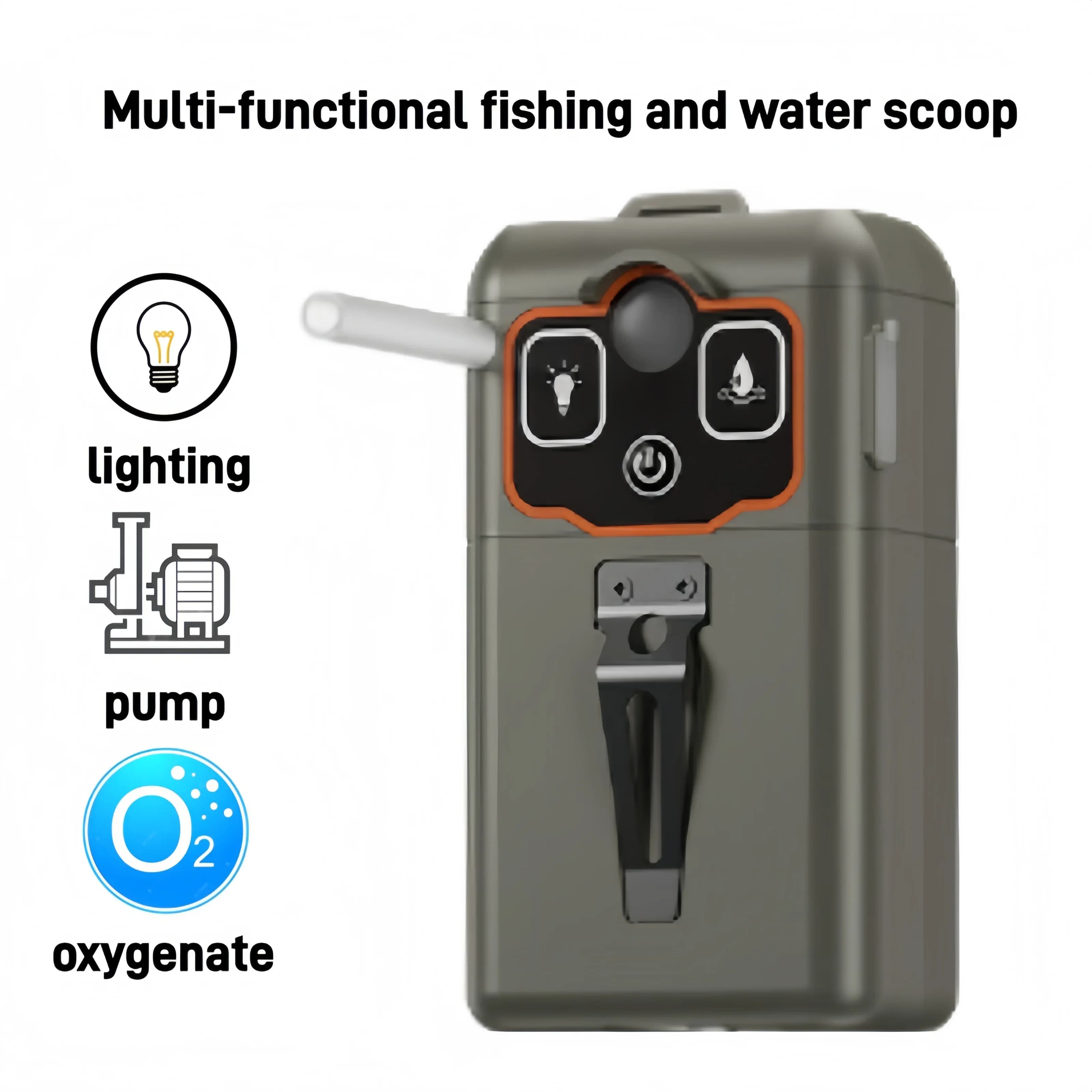 Pompa d'Acqua Portatile 3-in-1 per Pesca con Aeratore e Luce LED con Sensore Intelligente, Pompa Elettrica Ricaricabile per Lavaggio Mani