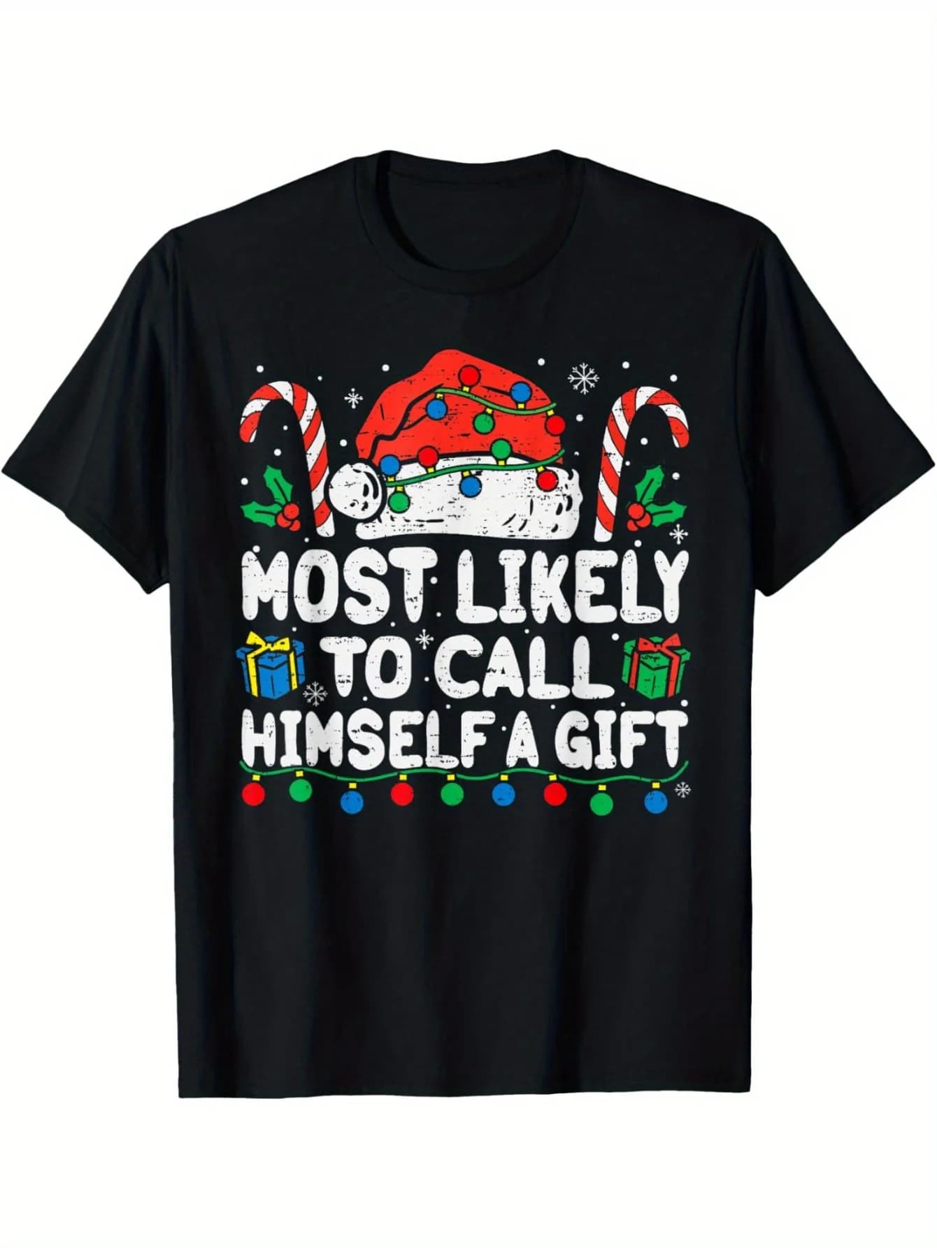Men's Christmas pyjamas shirt, "Call Myself a Gift" 180 g, night shirt for all seasons