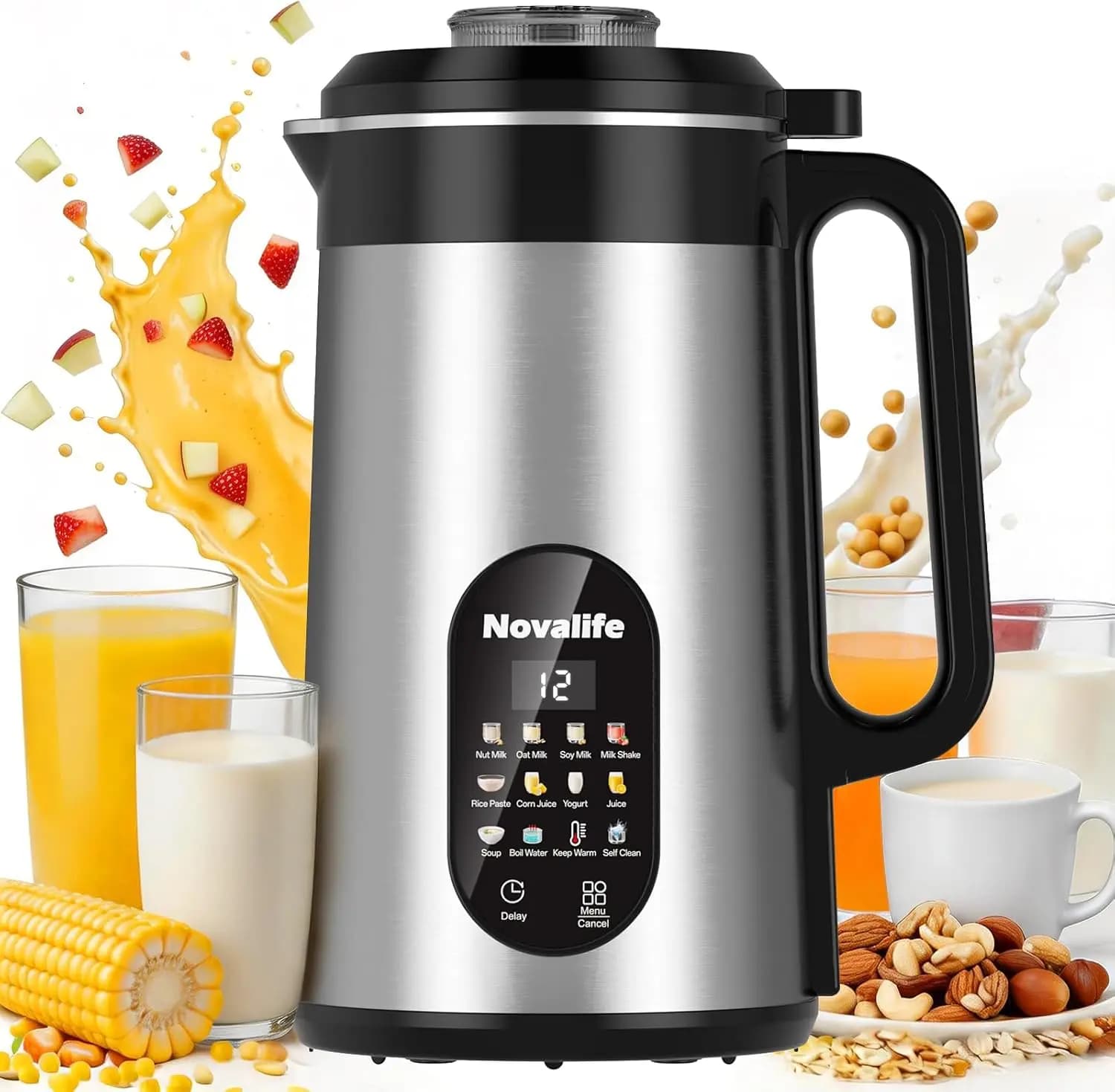 50oz 12-in-1 Nut Milk Maker & Blender, Homemade Soy Milk, Oat Milk, Almond Milk, Juice & Other Plant-Based Non-Dairy Beverages,