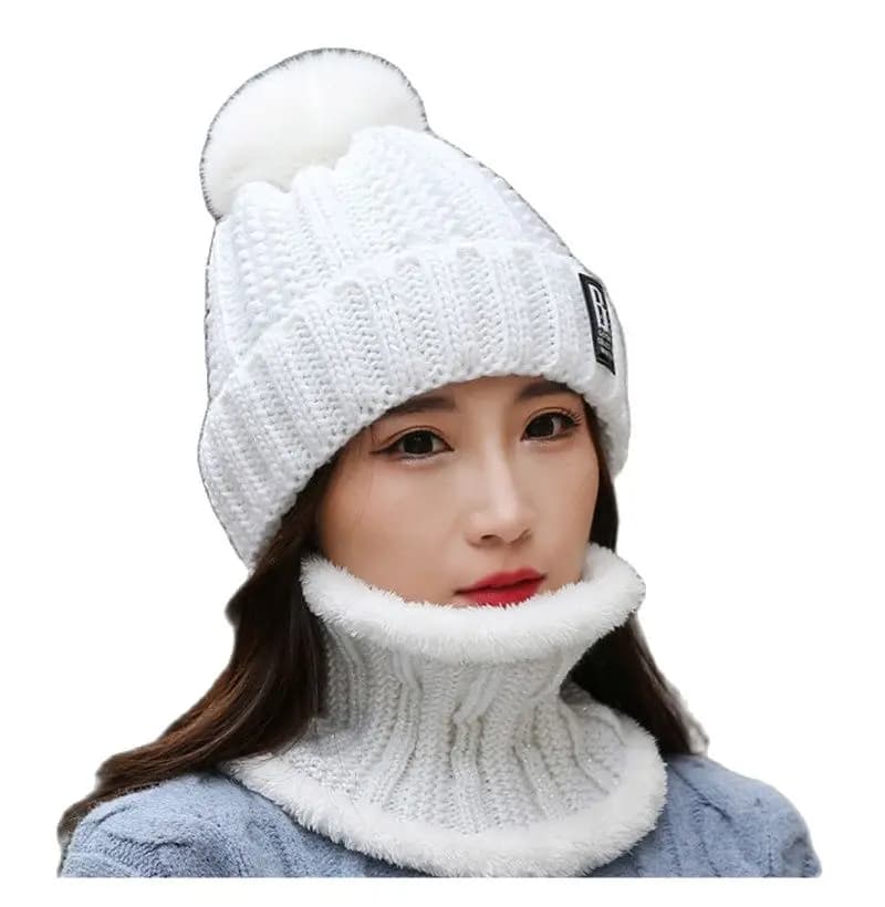 Cappello invernale da donna Beanie Cappelli spessi e caldi Skullies Inverno Donna Cappello lavorato a maglia B Lettera Bonnet Beanie Cap Cappello da ciclismo Sciarpa Set da 2 pezzi