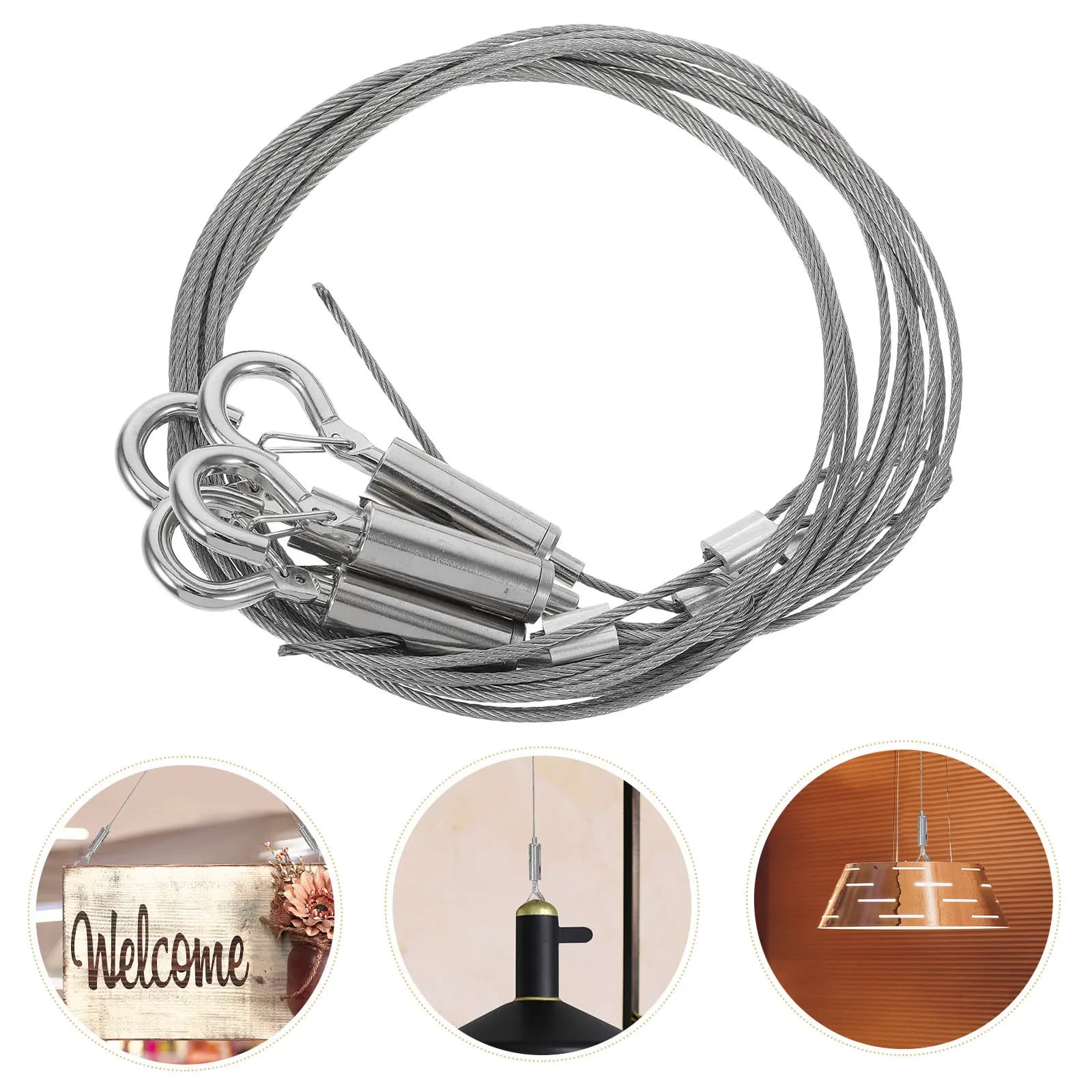 4Pcs Adjustable Steel Wire Rope Hanging Hooks Picture Rail Hangers for Office Heavy Duty Picture Frame Wall