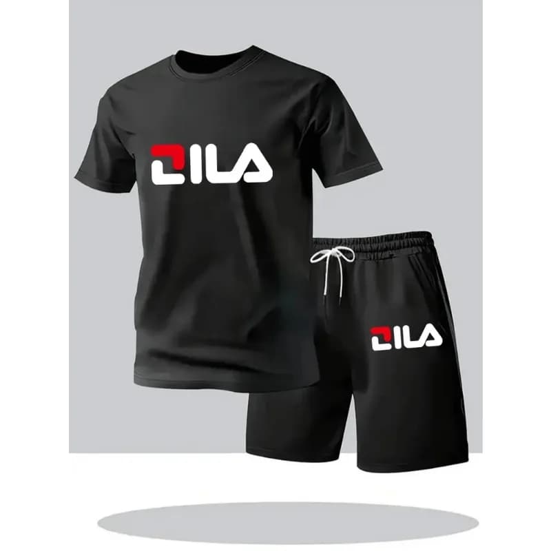 Summer Men's Casual Fashion Sportswear Short Sleeved T-Shirt Set Beach Print Jogging Co-ords Trendy Hot Item