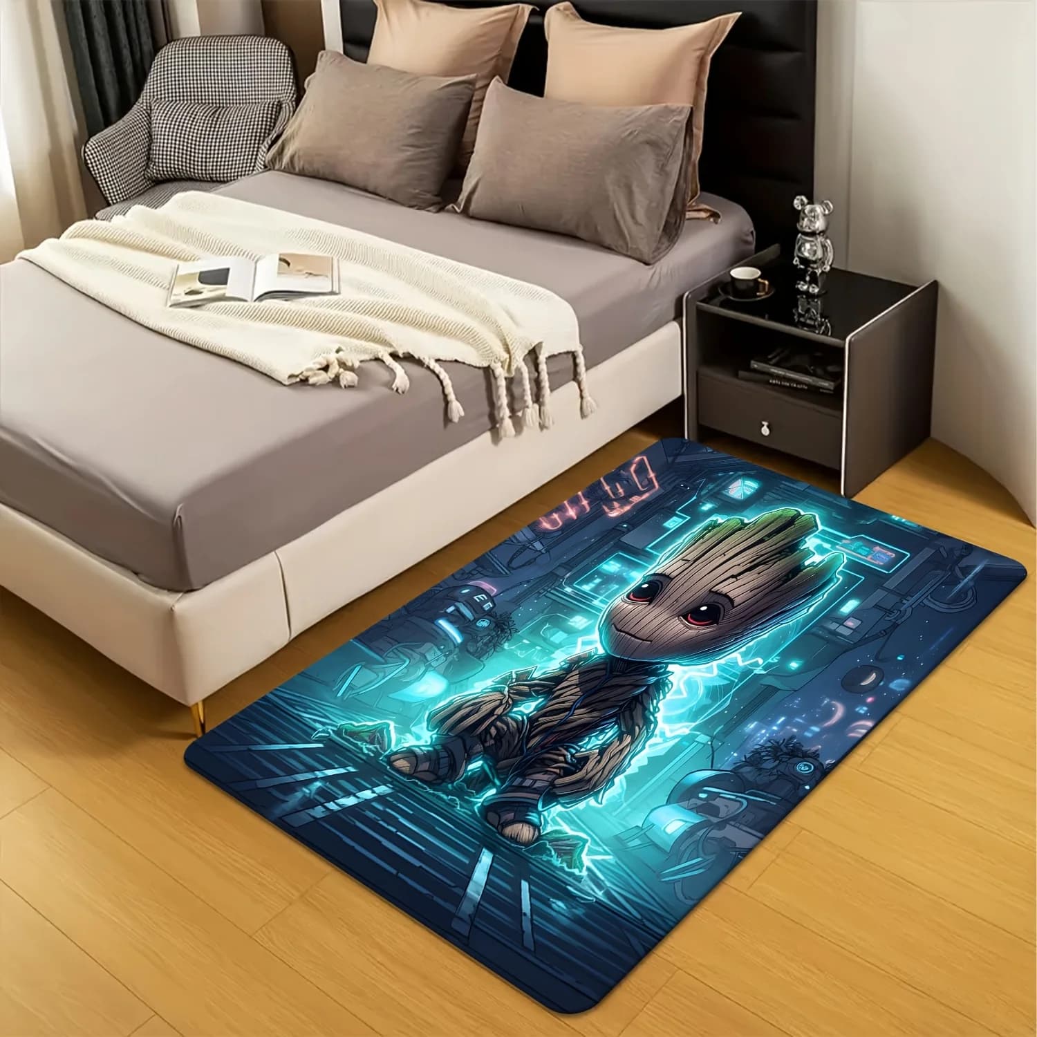 Marvel 1pc of Flannel Door Mat | Groot'S Tech Adventure - Pattern Design Valentine'S Day Decorative Rug | 80X50Cm Rectangular