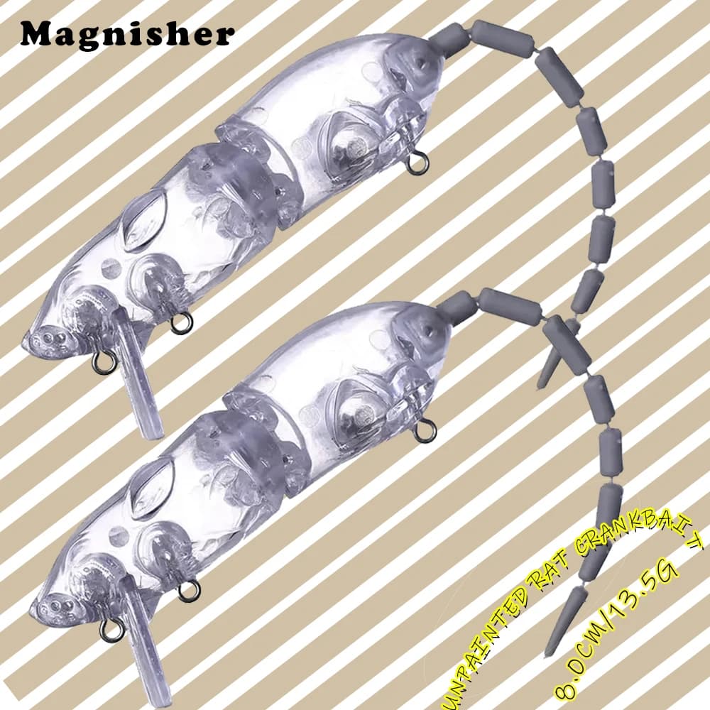Magnisher 5 PZ/LOTTO Non Verniciato Rat Swimbait 8 cm 13.5g Galleggiante Esca Dura FAI DA TE Esche Da Pesca Spazi Vuoti Crankbait Snodato Richiamo Affrontare