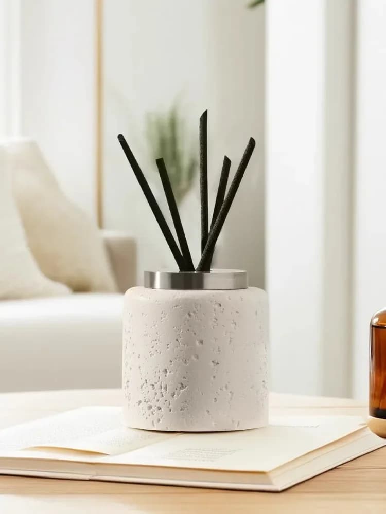 Bottiglia per diffusore di aromi in marmo naturale, diffusore di ance di olio essenziale, pietra profumata per decorazioni per la casa, set regalo con bastoncini di legno