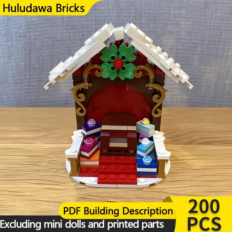Street View Model MOC Building Bricks Winter Village Santa's Photo Modular Technology Children Holiday Gifts Assemble Toys Suit