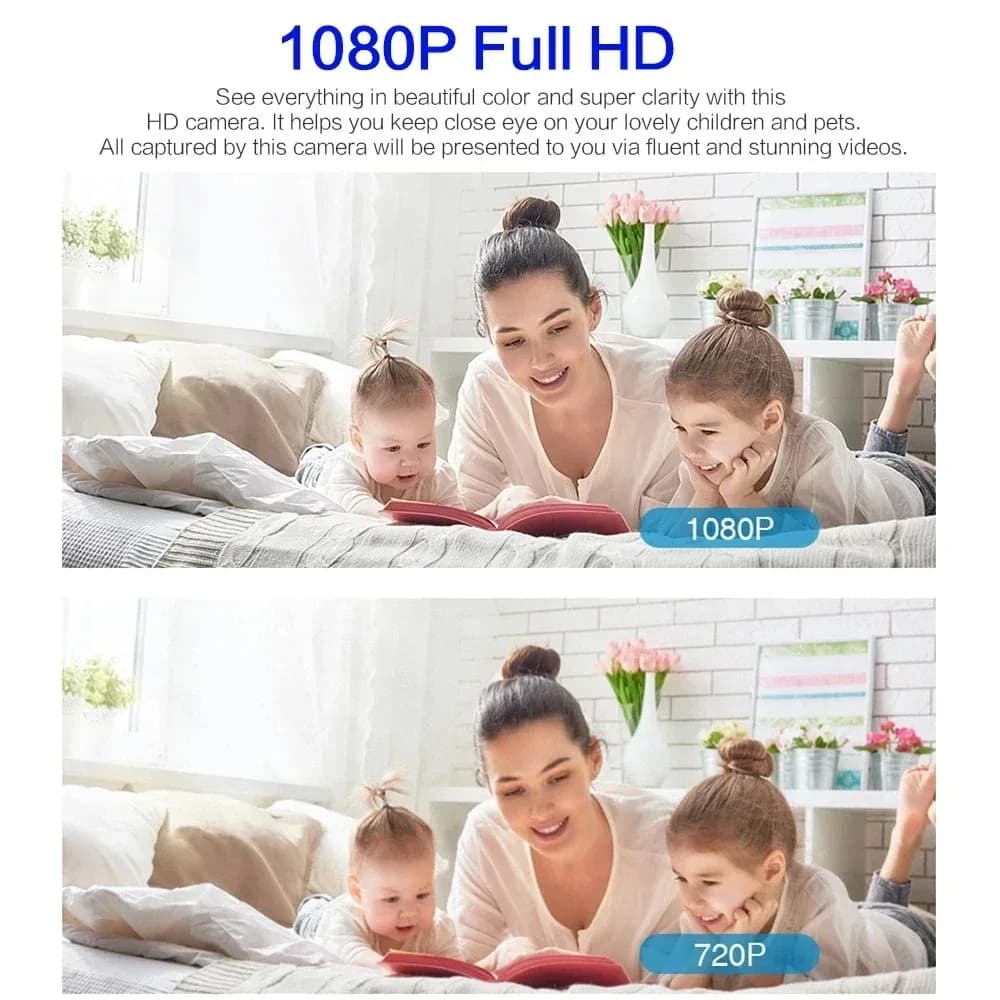 Monitor di sicurezza per telecamera WiFi Mini videocamere HD 1080P Versione notturna per interni Video Protezione di sicurezza per telecamera intelligente
