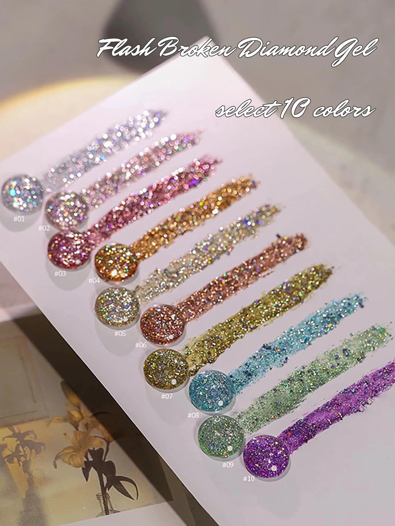 ZH Smalto per unghie riflettente GlitterGel Colore argento scintillante brillante Semi-permanente Soak Off Nail Art Vernice UV Forniture per unghie