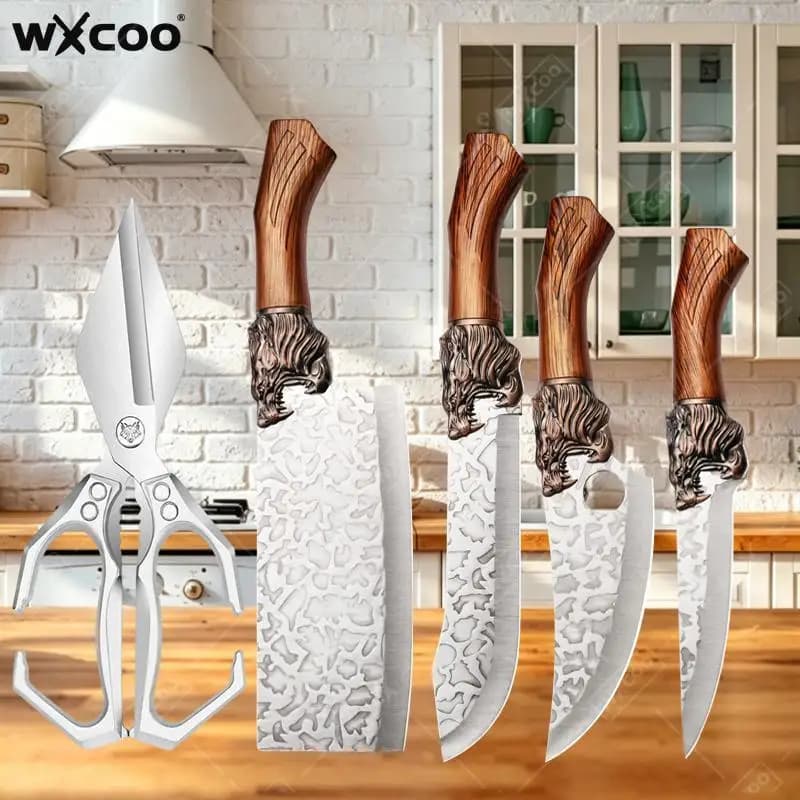 WXCOO Professional Knife Forged Boning Kitchen Knife Slicing Stainless Steel Fruit Vegetable Butcher Knife BBQ Cutting Tools