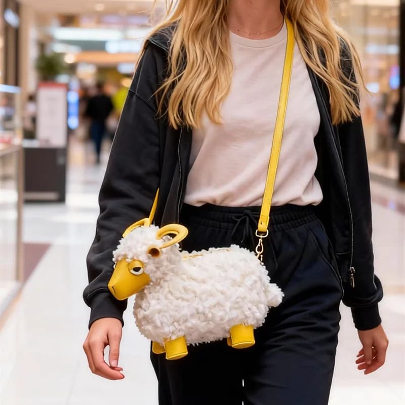 Nuova Borsa a Tracolla di Design alla Moda a Forma di Pecora, Borsa Morbida da Donna con Cartone Animato, Borsa Elegante di Lusso Trendy