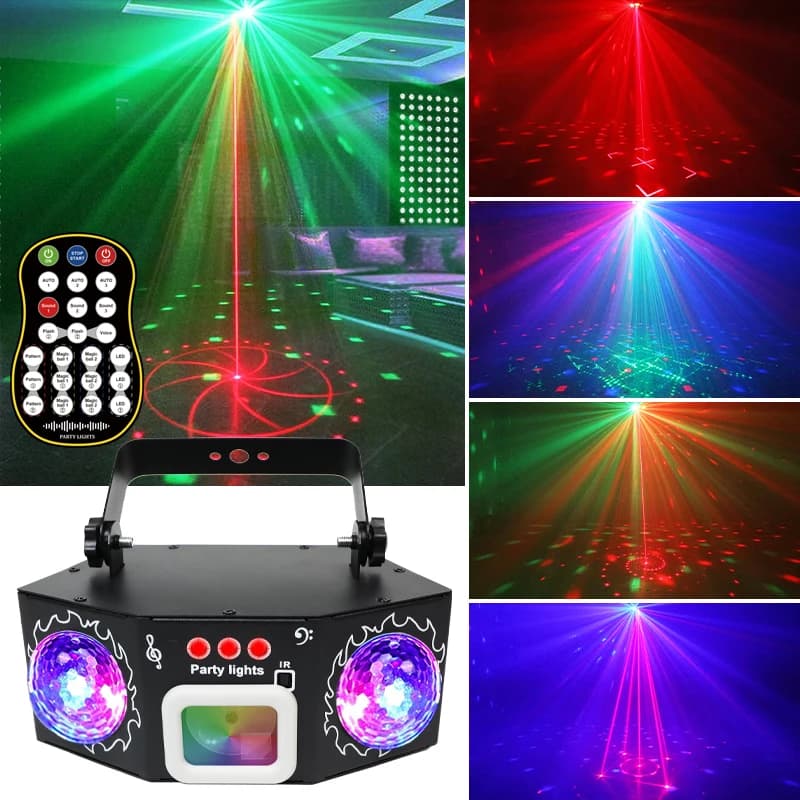 Luci da palco a LED HCWE RGB Disco Magic Ball con telecomando DMX per DJ, effetto flash strobo RGBW, illuminazione per feste ed eventi