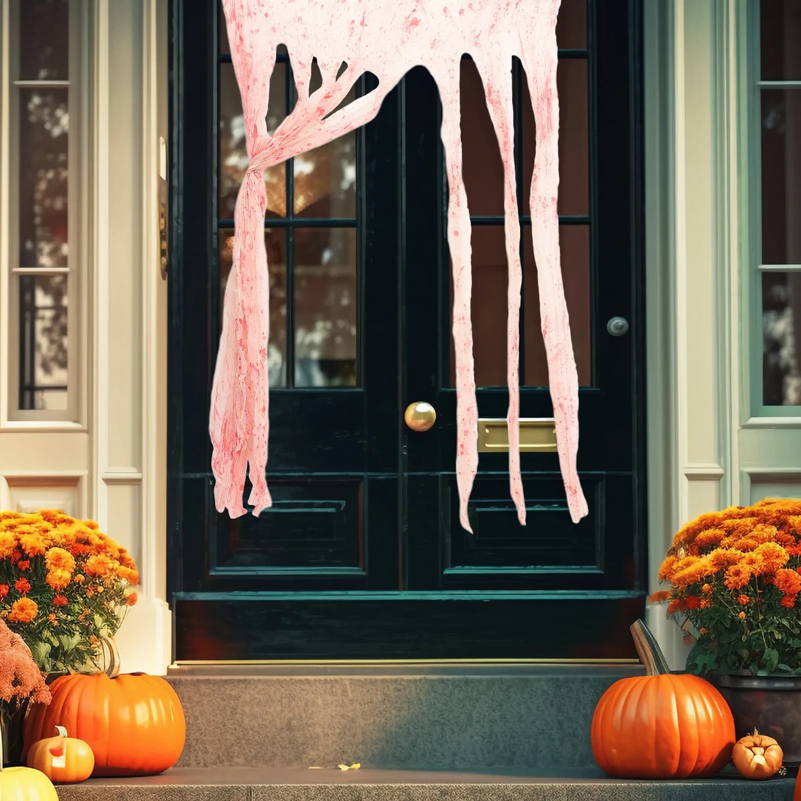 Bloody Hand Prints Halloween Door Curtain Horror Party Decoration for Living Room Bedroom Balcony Photo Backdrop Background