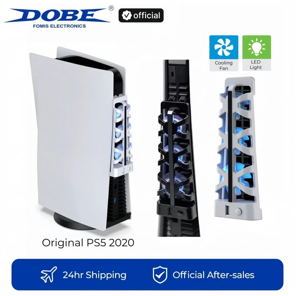 DOBE Cooling Fan For PS5 Disc&Digital Edition With Blue Lighting and USB 2.0 Port TP5-1523