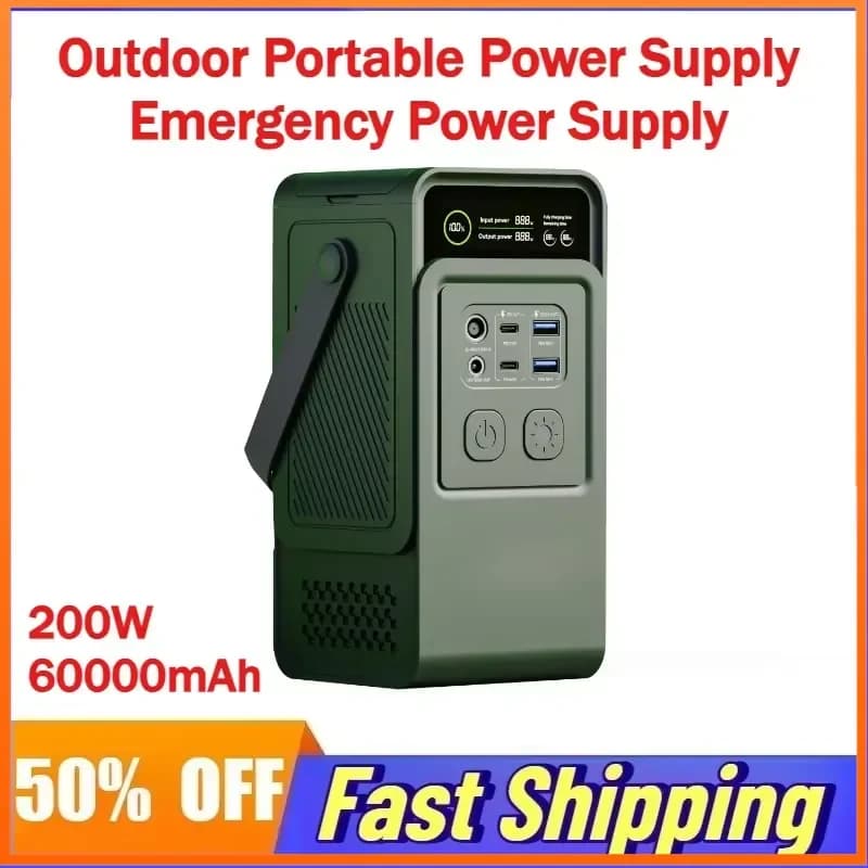 Stazione di Alimentazione Portatile 200W 60000mAh, PowerBank con Batterie LiFePo4, Alimentatore Portatile per Esterni, Alimentazione di Emergenza