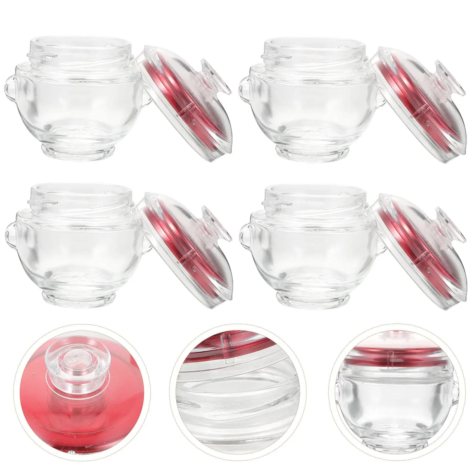 Set di 4 Bottiglie in Vetro con Coperchi, Contenitori Sigillati per Conservazione Domestica, Barattoli in Vetro per Miele, Cubilose e Conservazione Alimenti