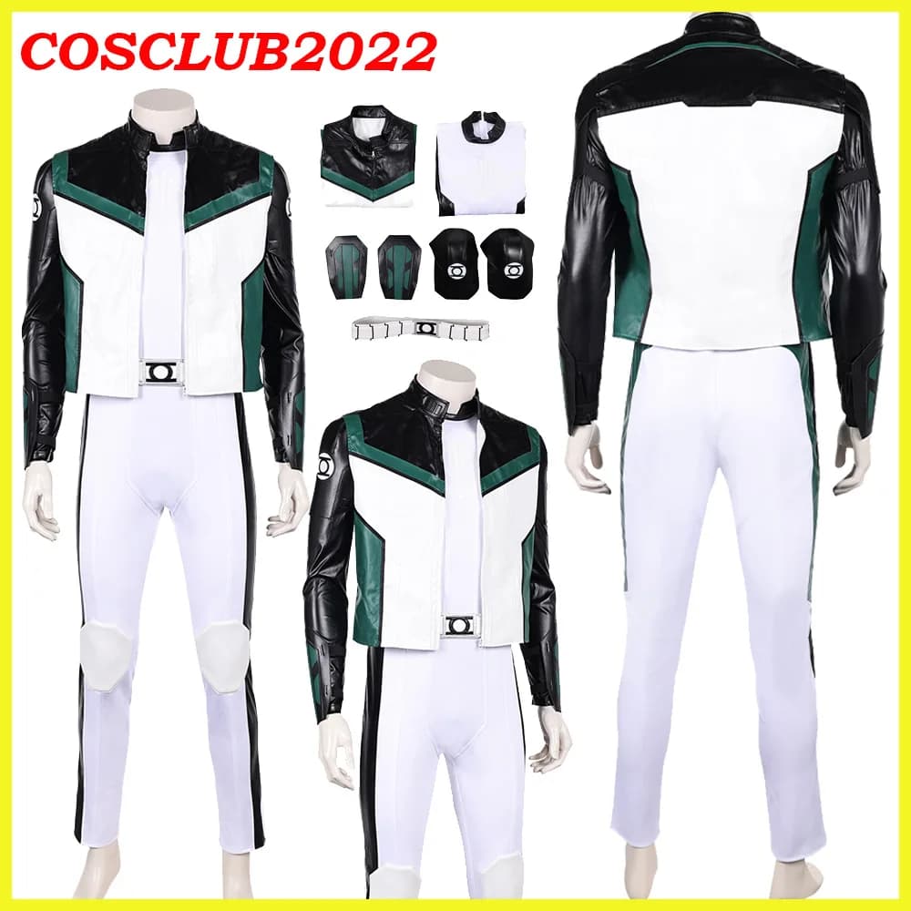 Men Guy Cosplay Gardner Clothing Suit Coat Sleeve Belt Green Film Role Play Lantern Costume Dress Halloween Party Dress