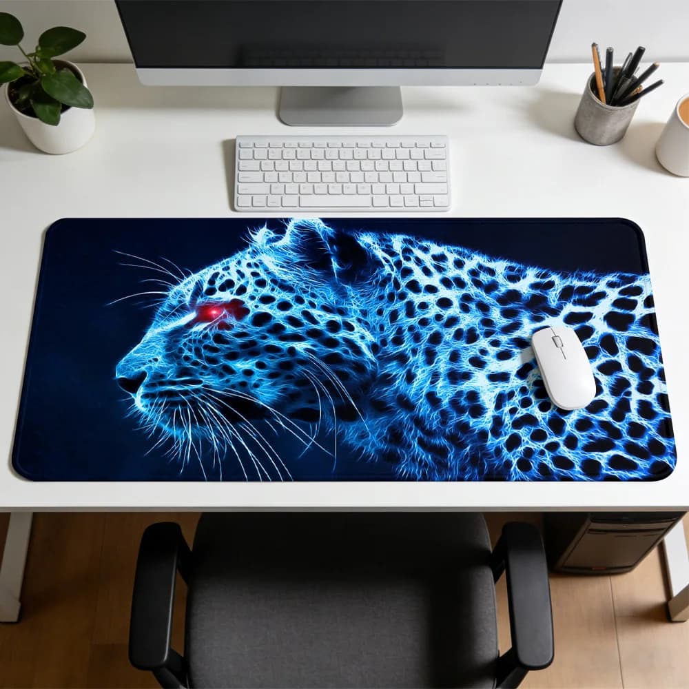 Tappetino per mouse Ice Leopard Realism in gomma antiscivolo, tappetino per mouse da gioco, tastiera meccanica, tappetino per scrivania, accessori per ufficio e gaming