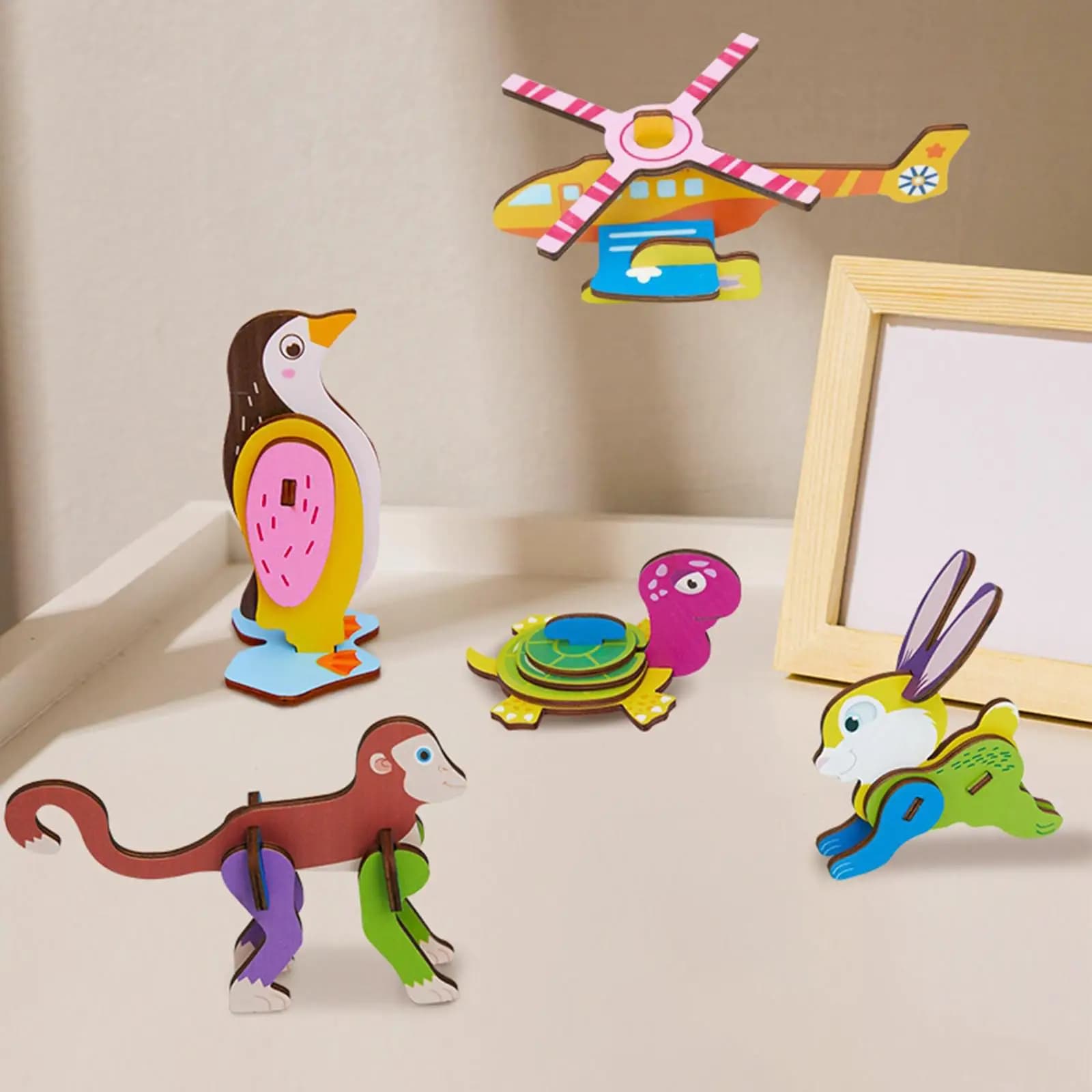 Puzzle 3D in Legno a Inserimento, Giocattoli Educativi, Divertente Gioco Artistico per l'Asilo