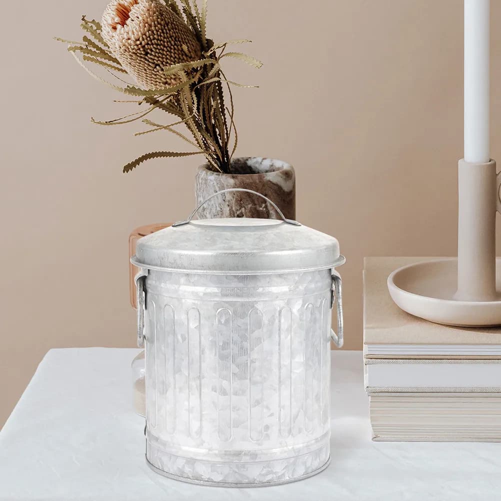 2Pcs Desktop Trash Bin Pen Holder Bucket Shape Mini Wastebasket Office Home Decorative Storage Container for Paper Garbage