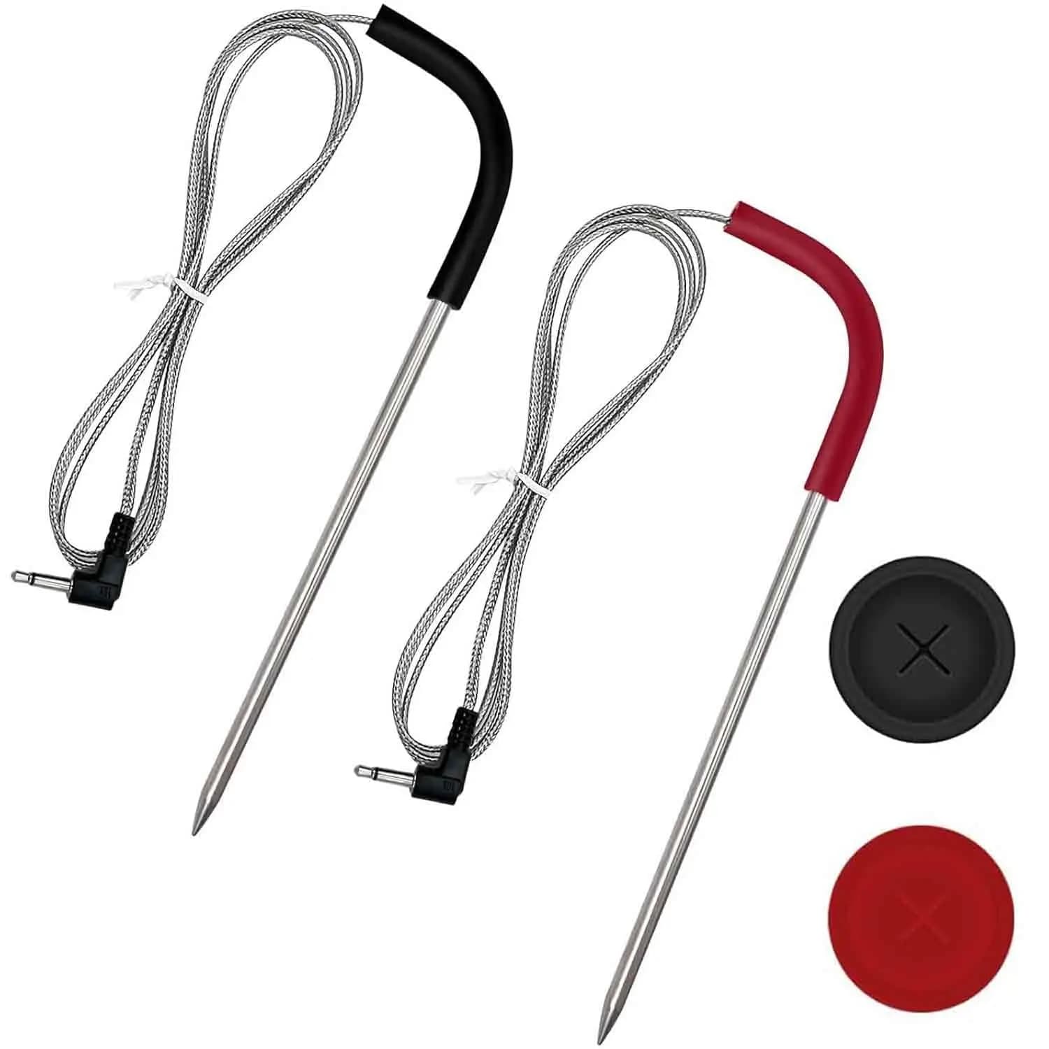 Set di 2 Sonde Termometro per Carne Impermeabili con Connettore da 3,5mm e Guarnizioni per Griglie e Affumicatori
