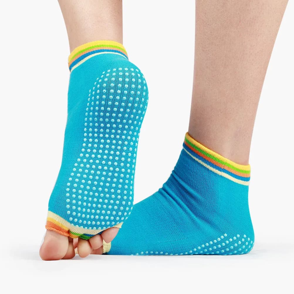 2 paia di calzini da yoga antiscivolo con suola in silicone ad alta aderenza, calzini flessibili e comodi per danza, pilates, allenamento, spa, colore scuro