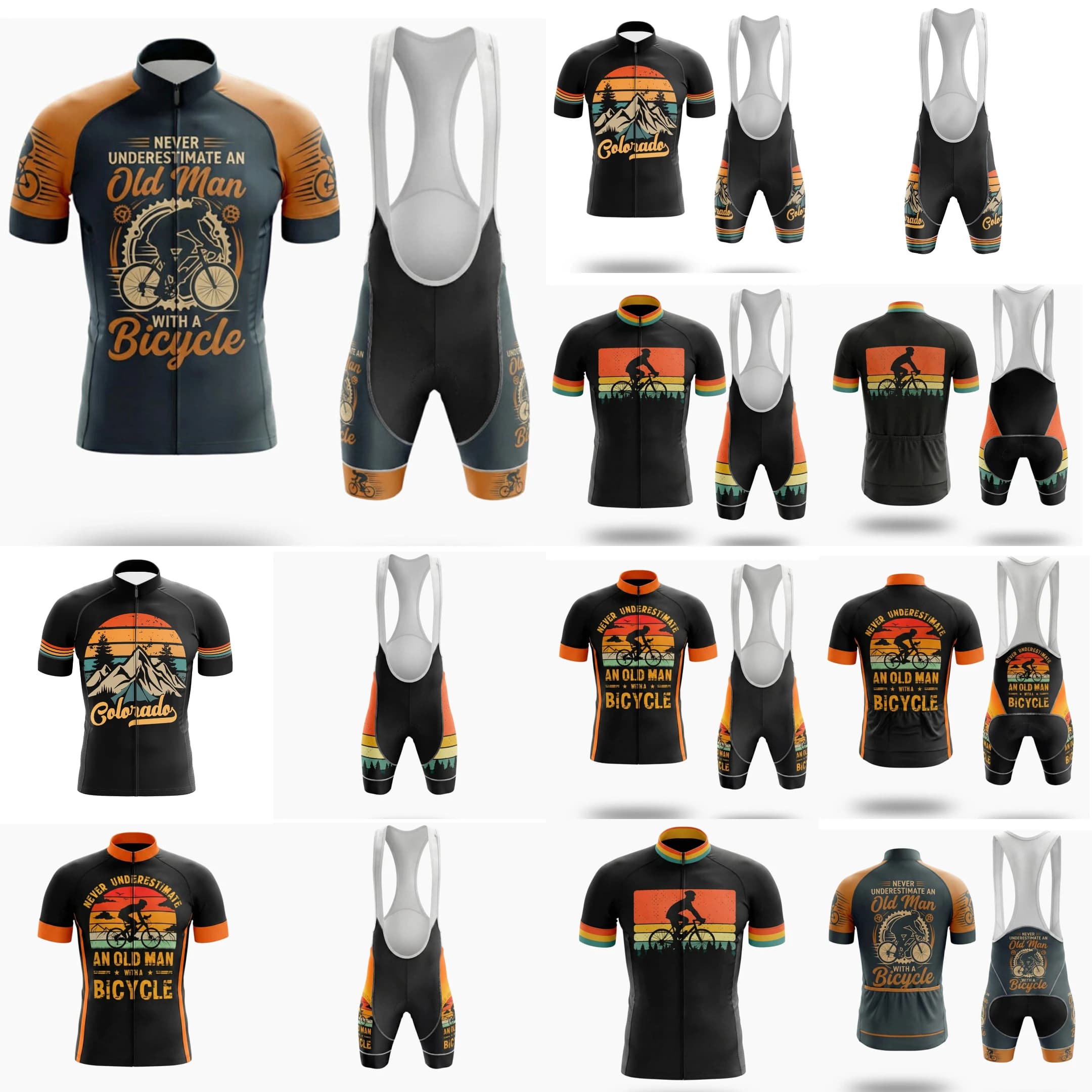 Cycling jersey Retro Team Set for men, short sleeves, shorts with straps, bicycle clothing, MTB bike mesh, uniform, new, 2023