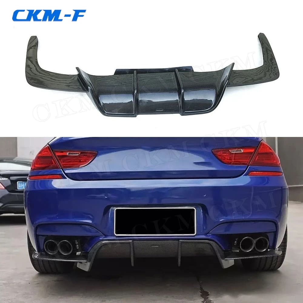 Rear Diffuser Carbon Fiber Series 6, Spoiler for bumper BMW F06 F12 F13 M6 M Sport 2013-2016, Style V with Shark Pine Fins