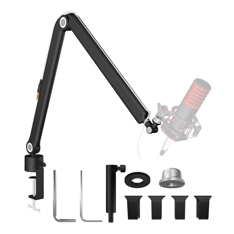 AK-22 Microphone arm bracket, Foldable Mic bracket with extension rod、desktop installation cable management