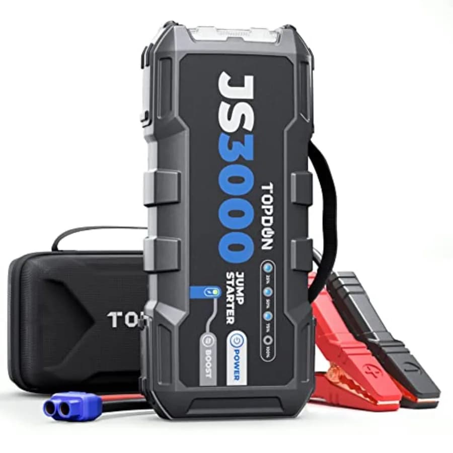 JS3000 Avviatore di Emergenza 12V 3000A per Motori a Benzina fino a 9L / Diesel fino a 7L, Caricabatterie Portatile per Auto con Maniglia