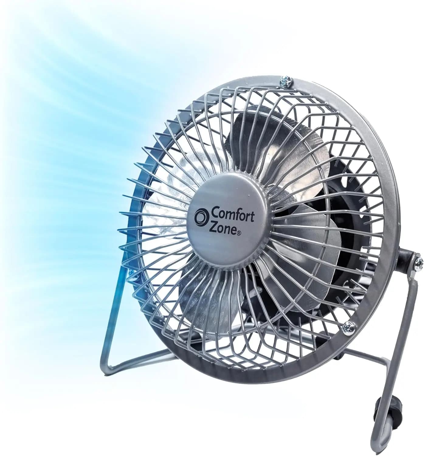 Mini Desk Fan, All-Metal 4-Inch Portable USB Fan with 120V Adapter, High Velocity Quiet Operation for Office Home Travel