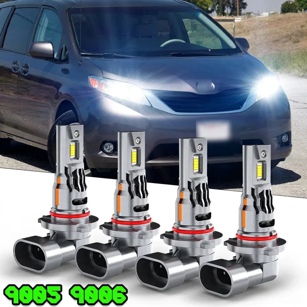 4pcs 9005 H11 For Toyota Prius 2010-2015 Combo LED Headlight High Low Beam Bulbs Kit 6500K 20000LM