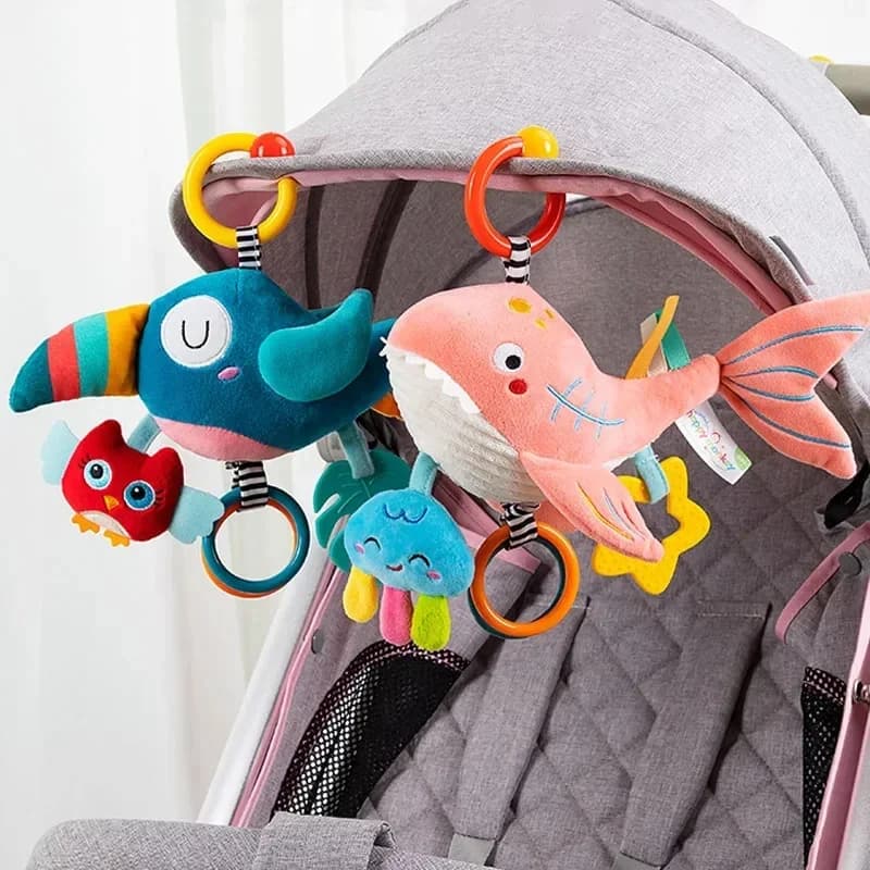 Giocattolo educativo per bambini Maniglia per lo sviluppo del cervello Simpatico peluche per culla, letto, sonaglio sospeso mobile