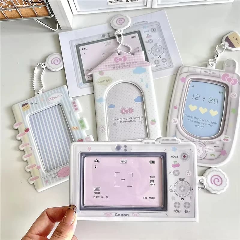 Portacarte Idol Coreano con Design a Fotocamera, Porta Photocard per Ragazze, Custodie Protettive, Ciondoli da Collezione, Regalo