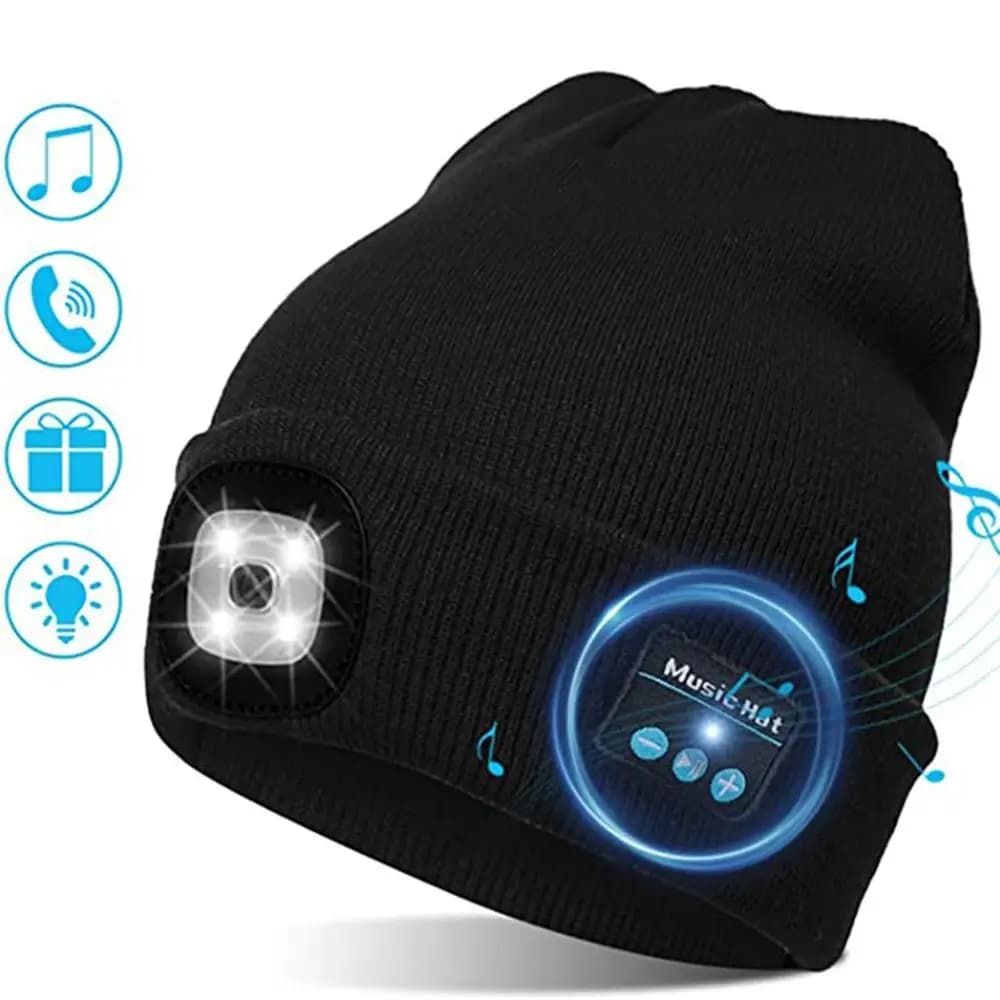 Cappello Invernale Caldo con LED Wireless e Musica, Berretto Intelligente con Altoparlanti, Comunicazione Wireless e Illuminazione Notturna per Esterni