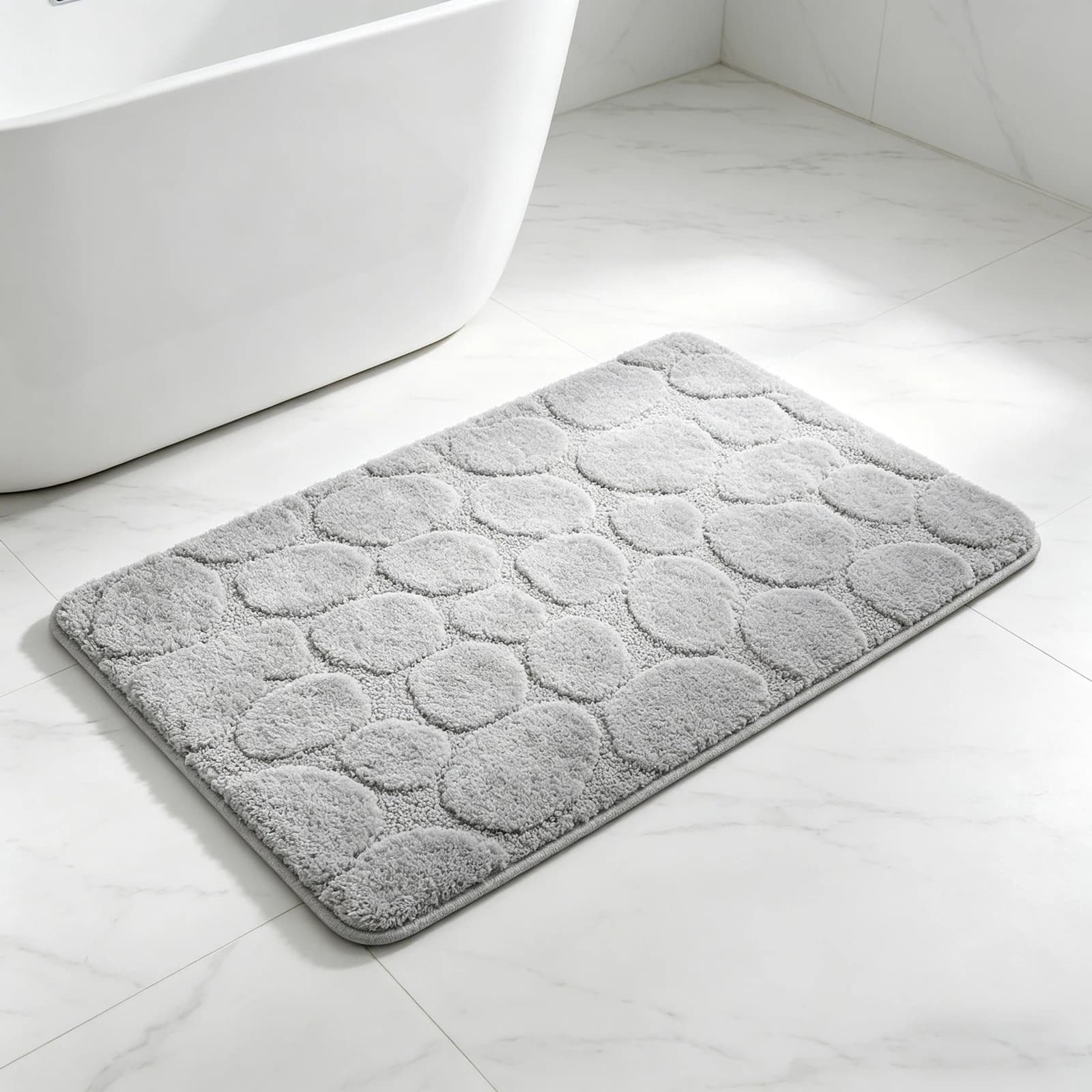 Tappetini da Bagno Assorbenti BATHLUX, Antiscivolo, Motivo 3D a Ciottoli, Morbidi e Soffici, Tappeto da Bagno in Microfibra Spessa per Doccia e WC